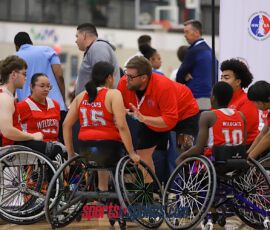 The Junior Wildcats' coach offers last-minute encouragement to his players during the 2026 NWBA Junior National Championships — Junior NIT Division at West Monroe Sports Center, West Monroe, La. (Photo by Christopher Di Virgilio/SNS)