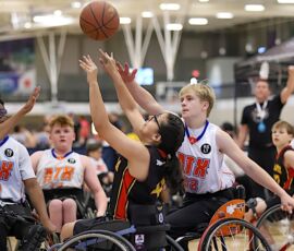 Atlanta and ATX players battle for a rebound during the 2026 NWBA Junior National Championships — Junior Prep Division at West Monroe Sports Center, West Monroe, La. (Photo by Christopher Di Virgilio/SNS)