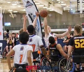 ATX's Nathan Adams attempts to block a shot during the 2026 NWBA Junior National Championships — Junior Prep Division at West Monroe Sports Center, West Monroe, La. (Photo by Christopher Di Virgilio/SNS)