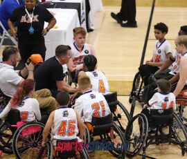 The ATX Austin coach stands court side with his team during the 2026 NWBA Junior National Championships — Junior Prep Division at West Monroe Sports Center, West Monroe, La. (Photo by Christopher Di Virgilio/SNS)