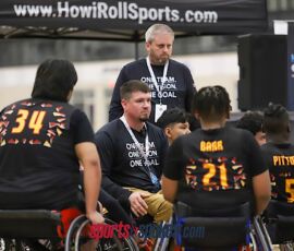 The Kansas City coaching staff plans their game plan during the 2026 NWBA Junior National Championships — Varsity Division at West Monroe Sports Center, West Monroe, La. (Photo by Christopher Di Virgilio/SNS)