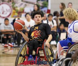 Yandel Pina, with ball, looks for an opening during the 2026 NWBA Junior National Championships — Varsity Division at West Monroe Sports Center, West Monroe, La. (Photo by Christopher Di Virgilio/SNS)