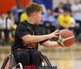 Karson Henderson moves the ball down court during the 2026 NWBA Junior National Championships — Varsity Division at West Monroe Sports Center, West Monroe, La. (Photo by Christopher Di Virgilio/SNS)