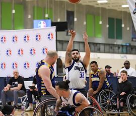 Makara Nong, No. 32, shoots during the D1 championship game at West Monroe Sports Center, West Monroe, La. (Photo by Christopher Di Virgilio/SNS).