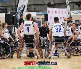Dallas regroups during a timeout at the D1 championship game at West Monroe Sports Center, West Monroe, La. (Photo by Christopher Di Virgilio/SNS).