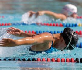 Mary-Christine Beck, HSC Cruisers, Bristol, CT, 17 in the 4x50 IM. (Photo by Nancy Crase). Mary-Christine Beck