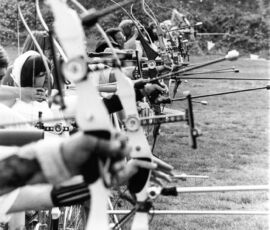 National Wheelchair Games, NWG, archery, Spokane WA. (Photo by Nancy Crase). 1974 National Wheelchair Games